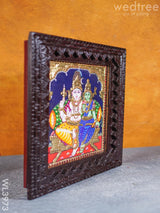 Tanjore Painting - Shivan Parvati 10 X 8 Inch Flat [Gold Foil] Wl3973