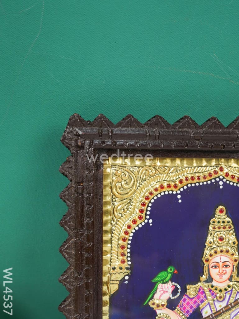 Tanjore Painting - Swan Saraswathi Flat (Gold Foil) 10 X 8 Inch Wl4537