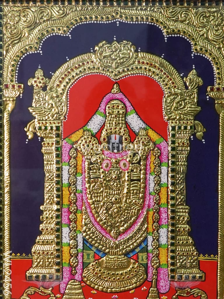 Tanjore Painting Tirupathi Balaji - 18X14 Inches Wl2456