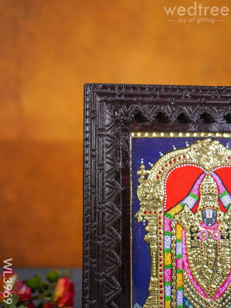 Tanjore Painting - Tirupati Balaji 10 X 8 Inch Flat [Gold Foil] Wl3969