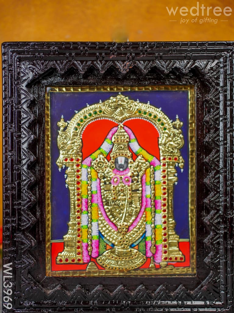 Tanjore Painting - Tirupati Balaji 10 X 8 Inch Flat [Gold Foil] Wl3969