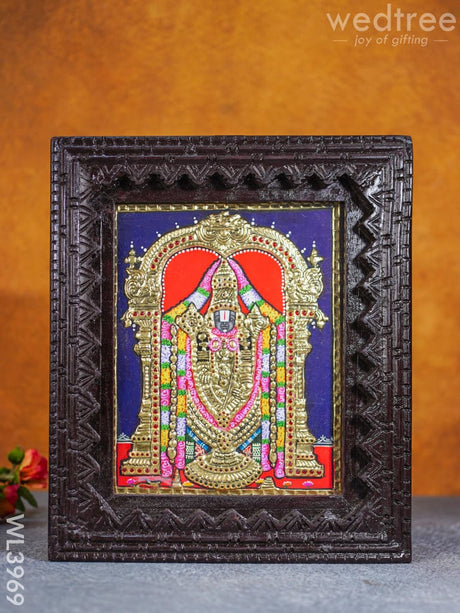 Tanjore Painting - Tirupati Balaji 10 X 8 Inch Flat [Gold Foil] Wl3969