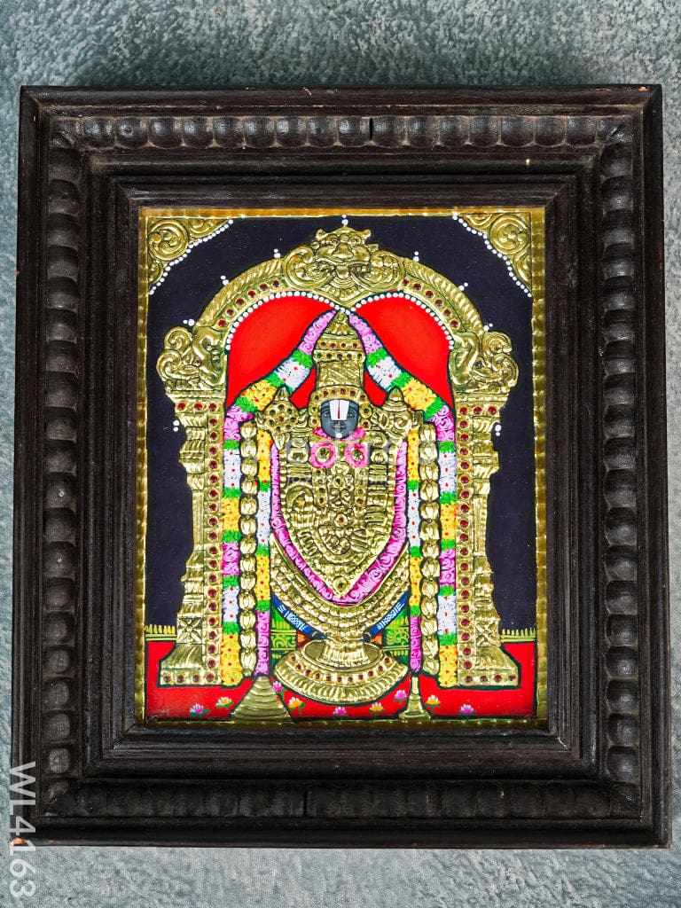 Tanjore Painting - Tirupati Balaji 10 X 8 Inch Flat [Gold Foil] Wl4163