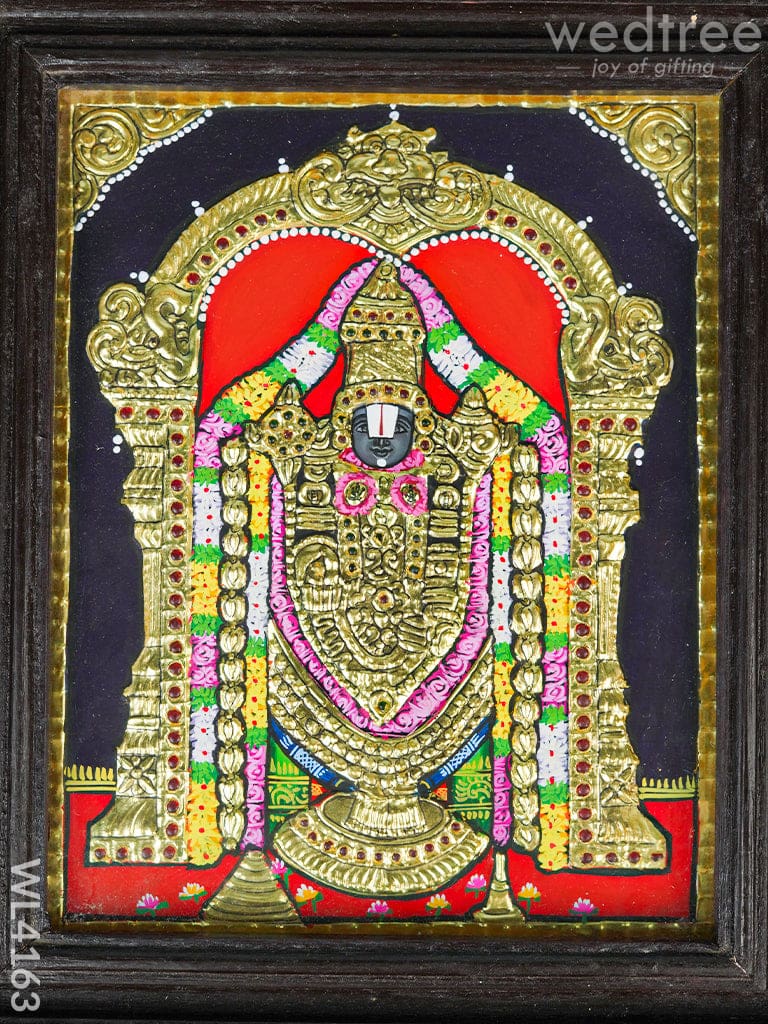 Tanjore Painting - Tirupati Balaji 10 X 8 Inch Flat [Gold Foil] Wl4163