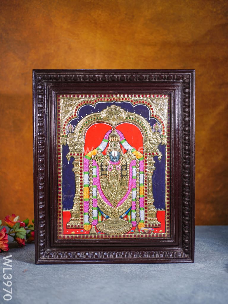 Tanjore Painting - Tirupati Balaji 15 X 12 Inch Flat [Gold Foil] Wl3970