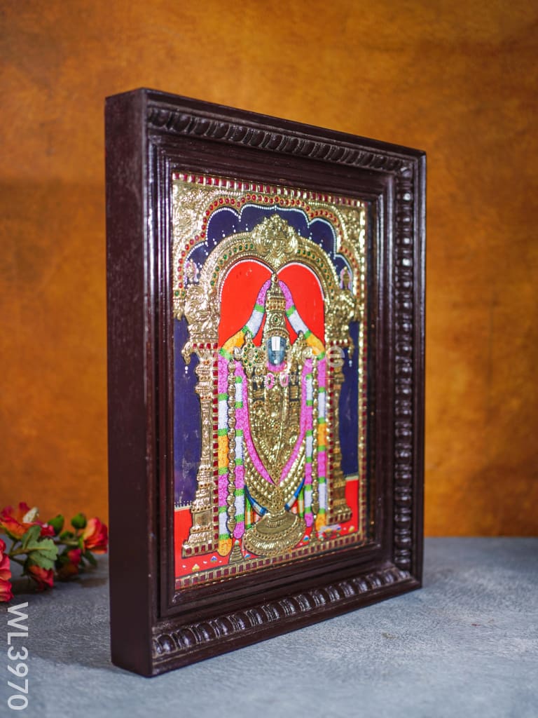 Tanjore Painting - Tirupati Balaji 15 X 12 Inch Flat [Gold Foil] Wl3970