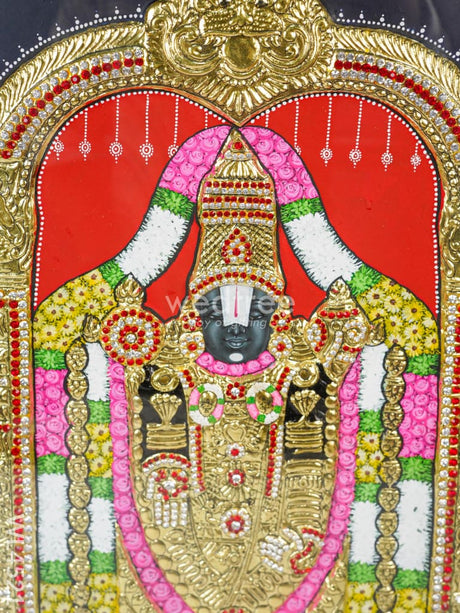 Tanjore Painting - Tirupati Balaji 24 X 18 Inch Flat [Gold Foil] Wl4521