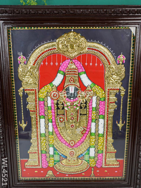 Tanjore Painting - Tirupati Balaji 24 X 18 Inch Flat [Gold Foil] Wl4521