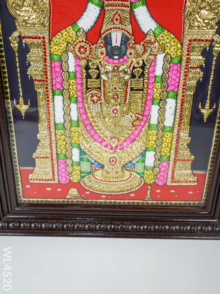 Tanjore Painting - Tirupati Balaji 24 X 18 Inch Semi Embossed Wl4520