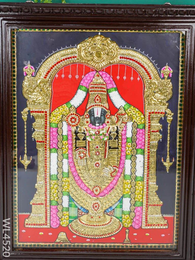 Tanjore Painting - Tirupati Balaji 24 X 18 Inch Semi Embossed Wl4520