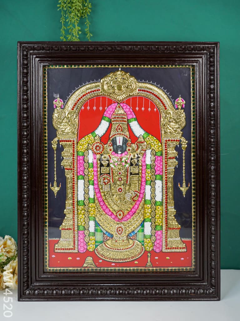 Tanjore Painting - Tirupati Balaji 24 X 18 Inch Semi Embossed Wl4520