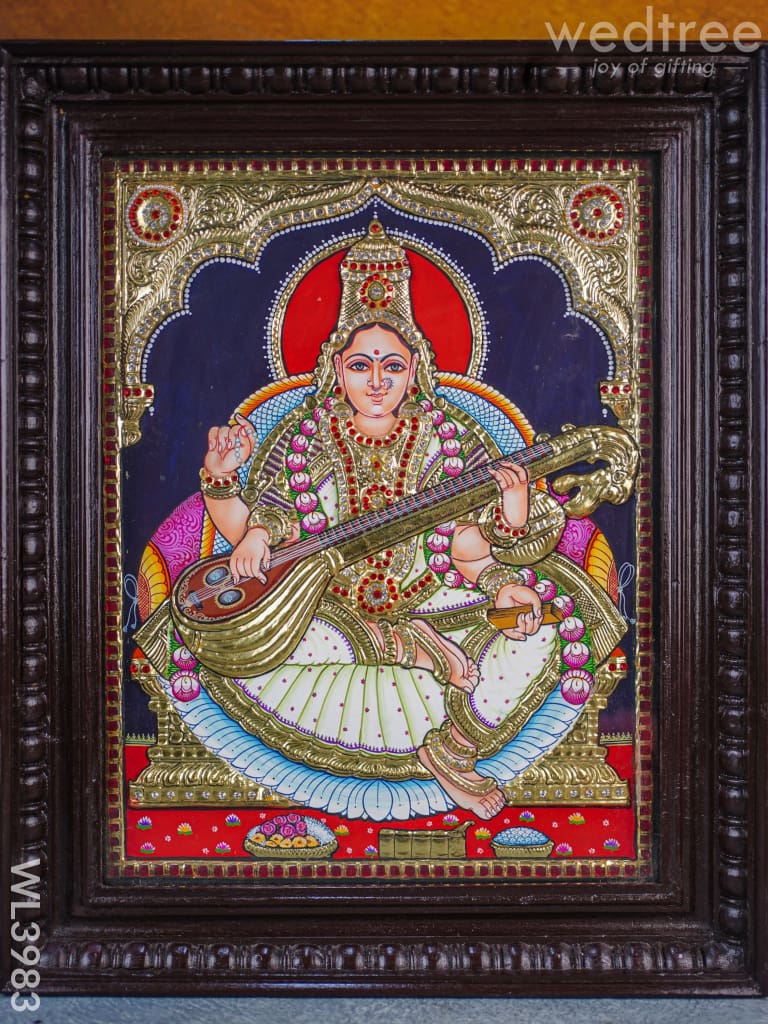 Tanjore Painting - Tirupati Balaji & Padmavathi 16 X 20 Inch Flat [Gold Foil] Wl3983