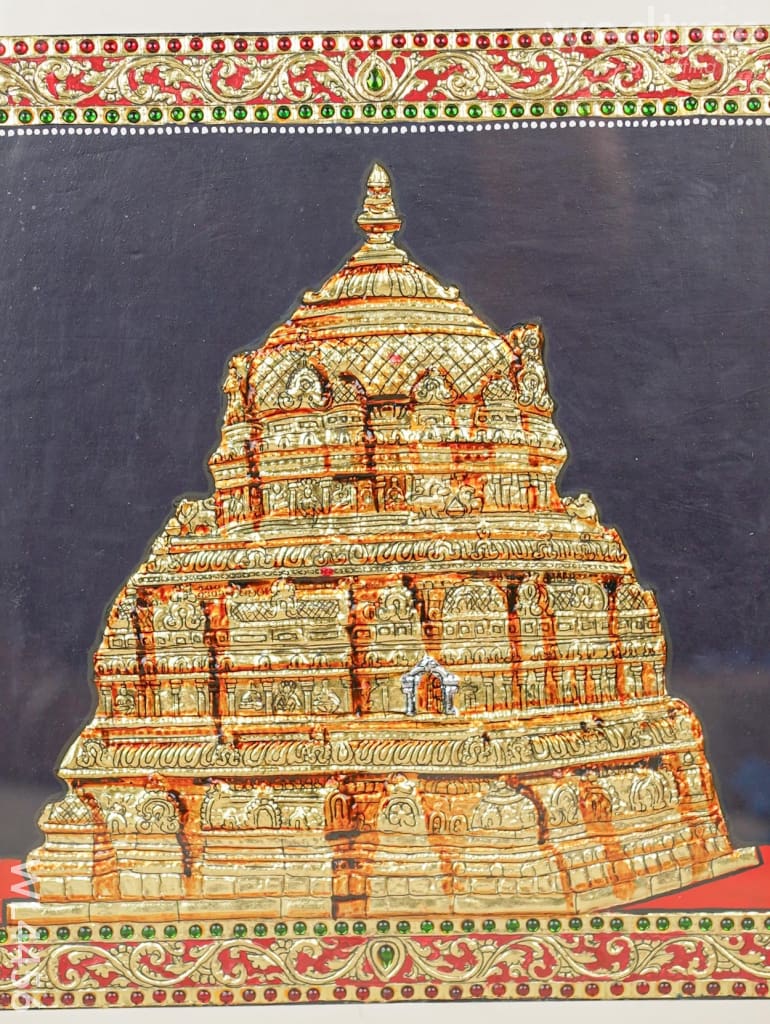 Tanjore Painting - Tirupati Gopuram 12 X Inch Flat [Gold Foil] Wl4456