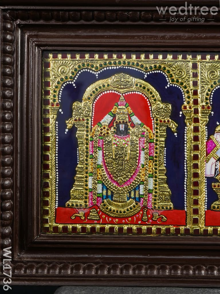 Tanjore Painting - Venkateswara Lakshmi Ganesha Saraswathi Murugan 9X39 (5 In 1) Wl1736