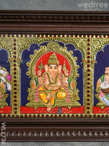 Tanjore Painting - Venkateswara Lakshmi Ganesha Saraswathi Murugan 9X39 (5 In 1) Wl1736