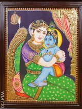 Tanjore Painting - Yashoda Krishna Flat (Gold Foil) 18 X 14 Inch Wl4710