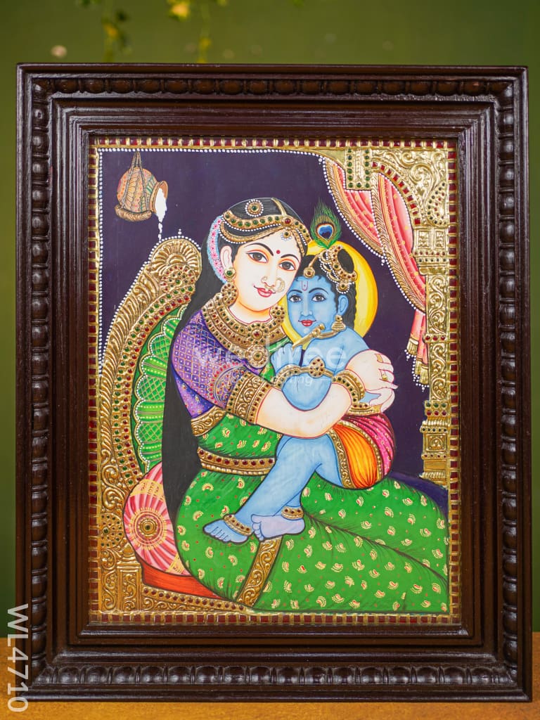 Tanjore Painting - Yashoda Krishna Flat (Gold Foil) 18 X 14 Inch Wl4710