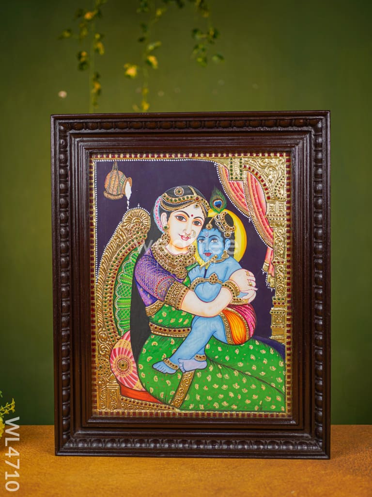 Tanjore Painting - Yashoda Krishna Flat (Gold Foil) 18 X 14 Inch Wl4710