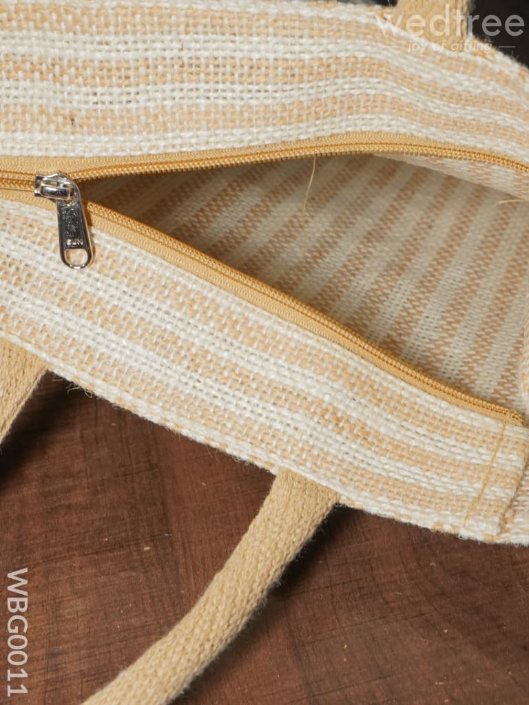 Taper Strip Jute Bag With Mobile Pouch - Wbg0011 Bags