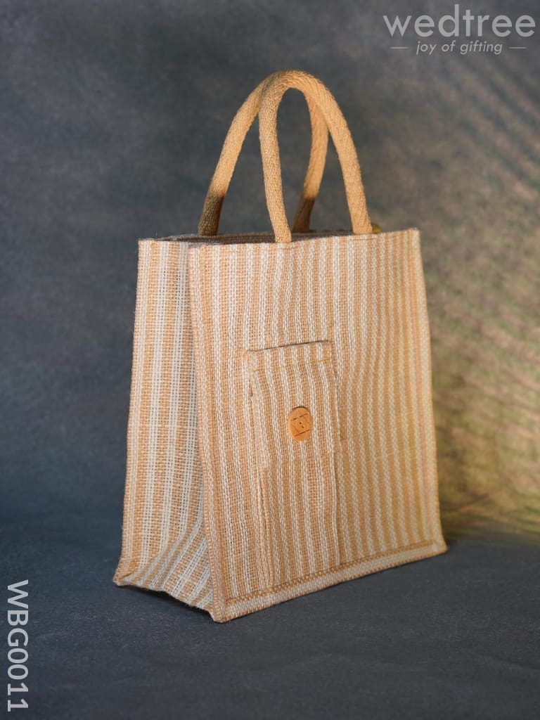 Taper Strip Jute Bag With Mobile Pouch - Wbg0011 Bags