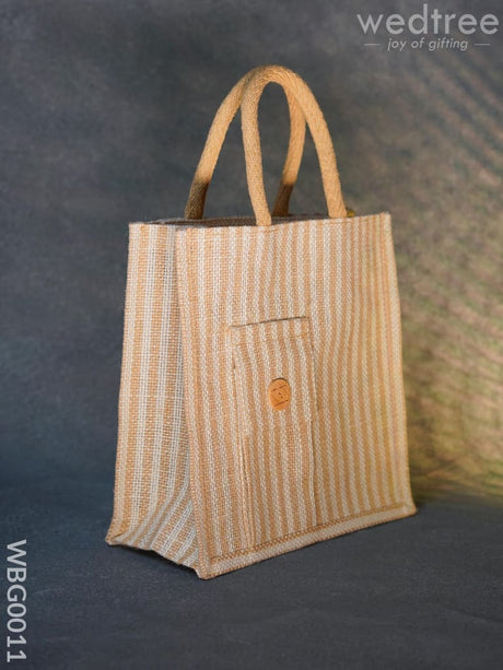 Taper Strip Jute Bag With Mobile Pouch - Wbg0011 Bags