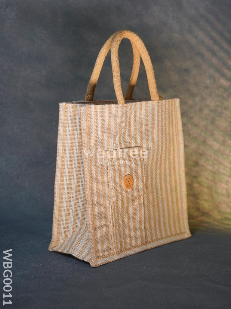 Taper Strip Jute Bag With Mobile Pouch - Wbg0011 Bags