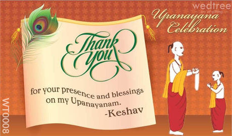 Thank You Card - Upanayanam Peacock Feather Design