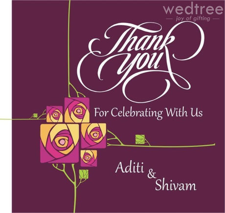 Thank You With Roses - 2X2 You Card