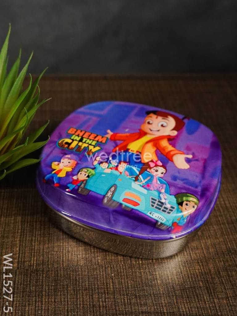 Tiffin Box With Cartoon Engraved - (4.5In X 1In) Wl1527 Chocolate Chota Bheem -(4.5In Kids Utility