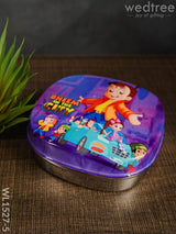 Tiffin Box With Cartoon Engraved - (4.5In X 1In) Wl1527 Chocolate Chota Bheem -(4.5In Kids Utility