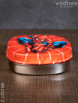 Tiffin Box With Cartoon Engraved - (4.5In X 1In) Wl1527 Chocolate Spiderman -(4.5In Kids Utility