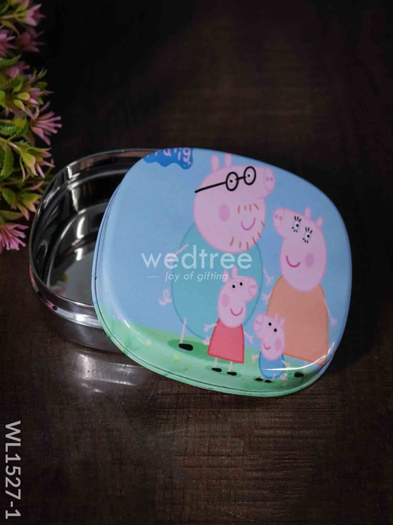 Tiffin Box With Cartoon Engraved - (4.5In X 1In) Wl1527 Kids Utility