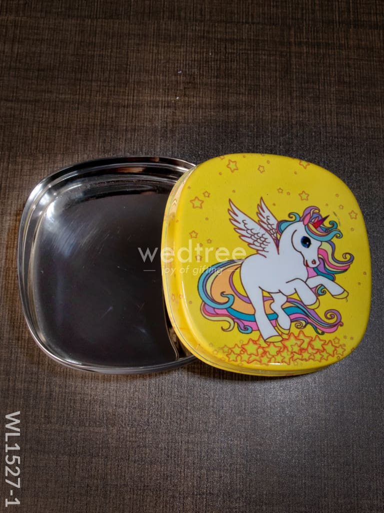 Tiffin Box With Cartoon Engraved - (4.5In X 1In) Wl1527 Kids Utility