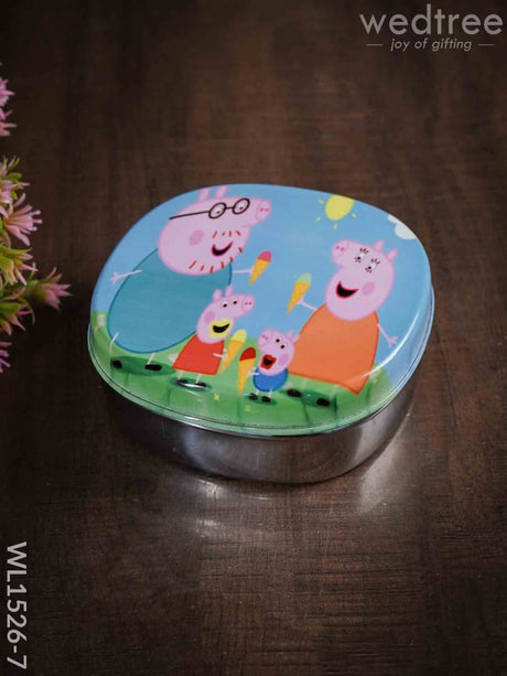 Tiffin Box With Cartoon Engraved - (5In X 1.5In) Wl1526 Chocolate Peppa Pig Kids Utility