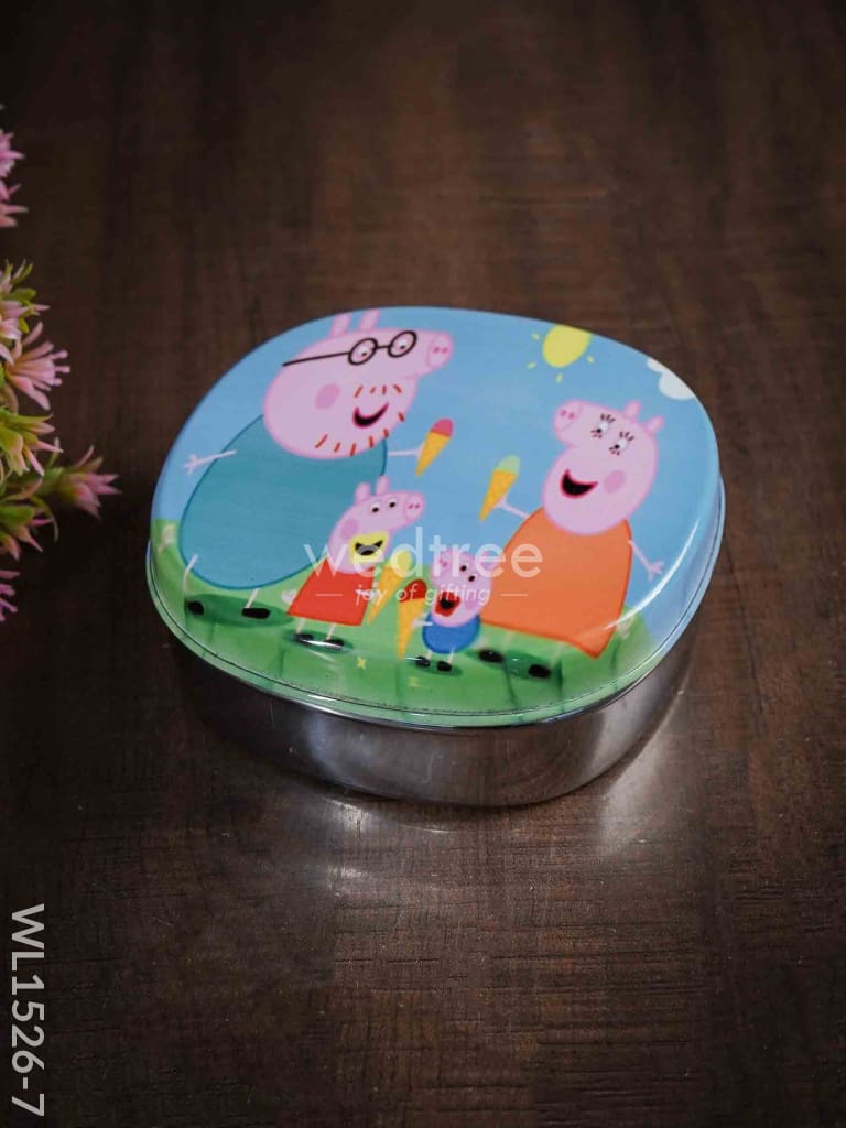 Tiffin Box With Cartoon Engraved - (5In X 1.5In) Wl1526 Chocolate Peppa Pig Kids Utility