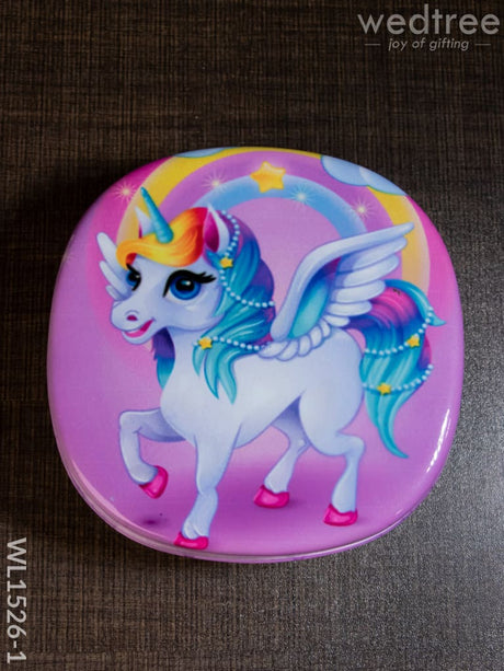 Tiffin Box With Cartoon Engraved - (5In X 1.5In) Wl1526 Chocolate Unicorn-(5In Kids Utility