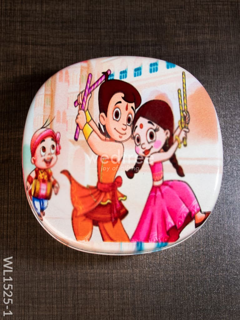 Tiffin Box With Cartoon Engraved - (6In X 2In) Wl1525 Chocolate Chota Bheem -(6In Kids Utility