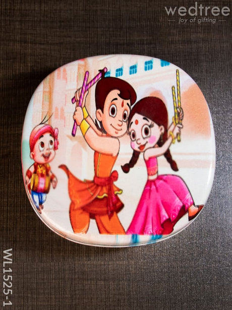 Tiffin Box With Cartoon Engraved - (6In X 2In) Wl1525 Chocolate Chota Bheem -(6In Kids Utility