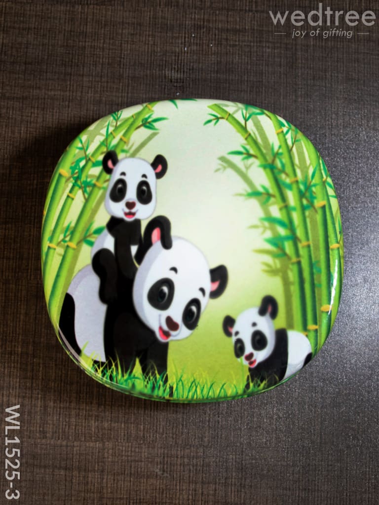 Tiffin Box With Cartoon Engraved - (6In X 2In) Wl1525 Chocolate Panda -(6In Kids Utility