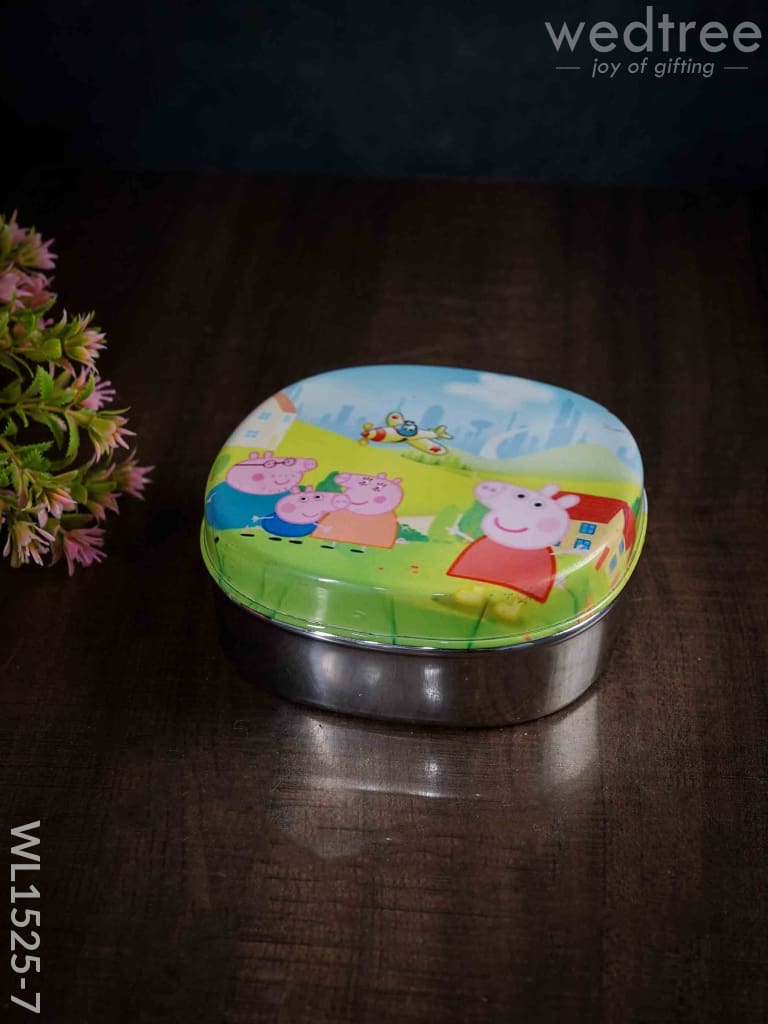 Tiffin Box With Cartoon Engraved - (6In X 2In) Wl1525 Chocolate Peppa Pig 2 In) Kids Utility
