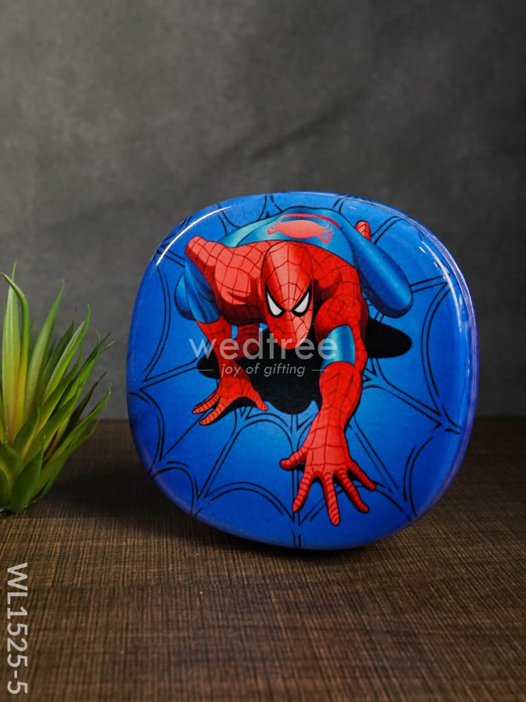 Tiffin Box With Cartoon Engraved - (6In X 2In) Wl1525 Chocolate Spiderman -(6In Kids Utility