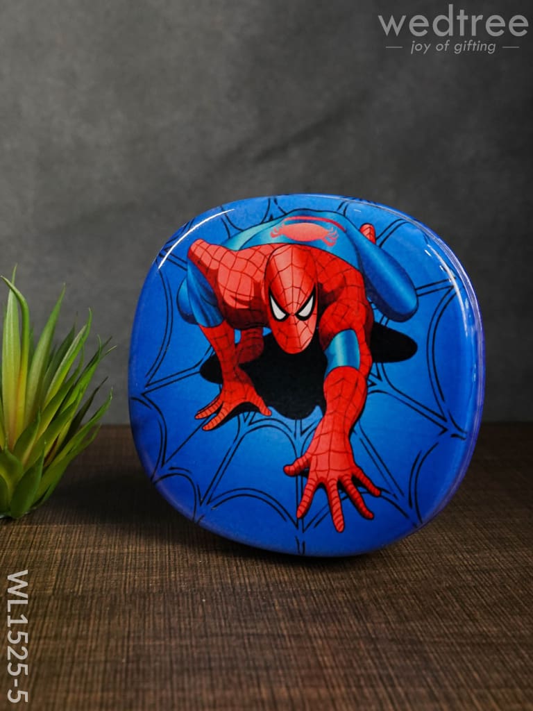 Tiffin Box With Cartoon Engraved - (6In X 2In) Wl1525 Chocolate Spiderman -(6In Kids Utility