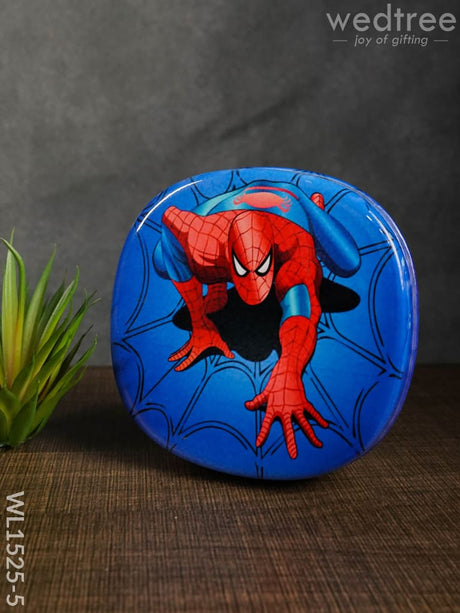 Tiffin Box With Cartoon Engraved - (6In X 2In) Wl1525 Chocolate Spiderman -(6In Kids Utility