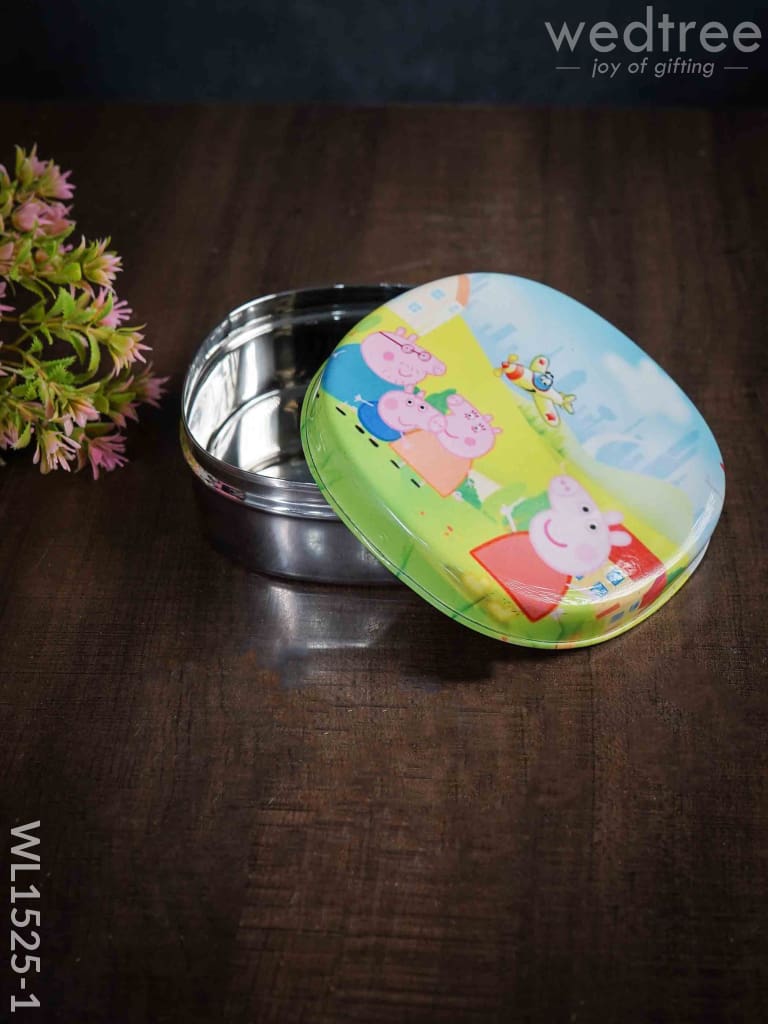 Tiffin Box With Cartoon Engraved - (6In X 2In) Wl1525 Kids Utility