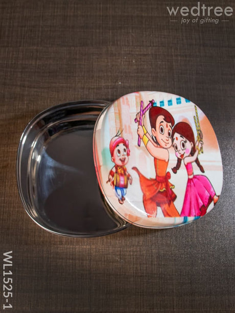 Tiffin Box With Cartoon Engraved - (6In X 2In) Wl1525 Kids Utility