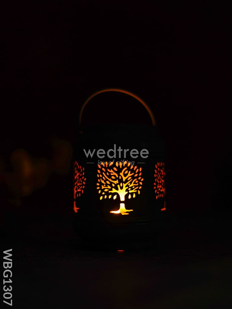 Tree Designed Cylindrical Votive With Handle - Wbg1307 Diyas & Candle Holders