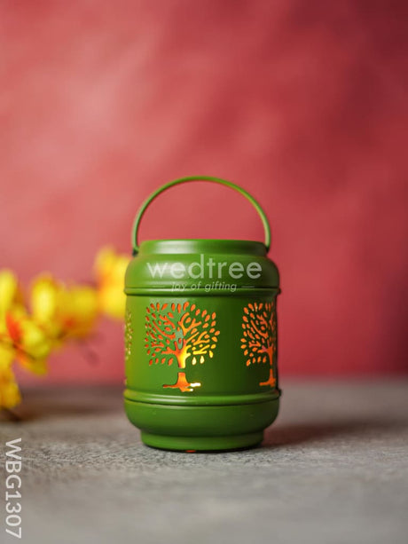 Tree Designed Cylindrical Votive With Handle - Wbg1307 Diyas & Candle Holders