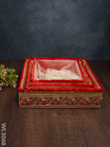 Trousseau Basket With Golden Lace Work - Set Of 3 Wl3068 Wedding Essentials