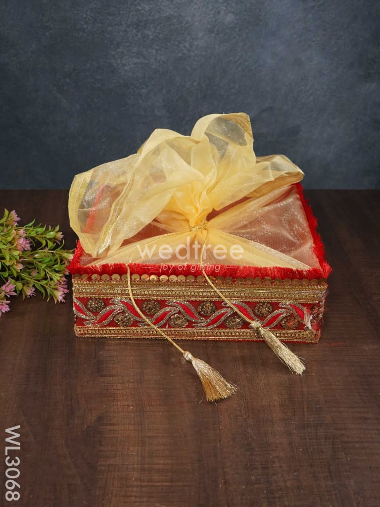 Trousseau Basket With Golden Lace Work - Set Of 3 Wl3068 Wedding Essentials