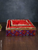 Trousseau Baskets In Patola Fabric With Golden Lace - Set Of 3 Wl3065 Red Wedding Essentials